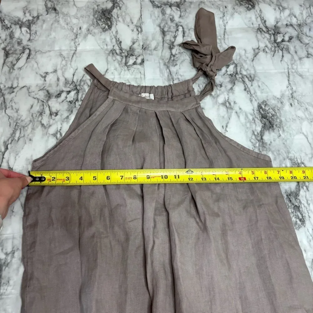 Bellambria Women’s beige 100% linen Short Sleeveless Made In Italy dress small